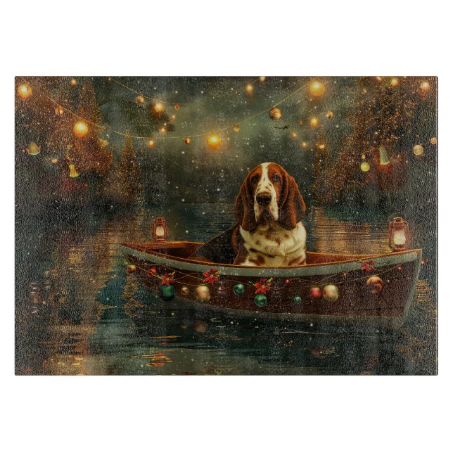 Basset Hound Christmas Festive Voyage Cutting Board (Front)