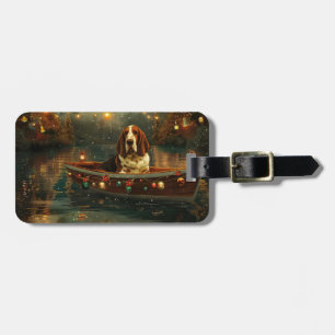 Basset Hound Christmas Festive Voyage Luggage Tag