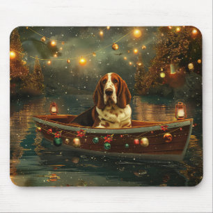 Basset Hound Christmas Festive Voyage Mouse Mat