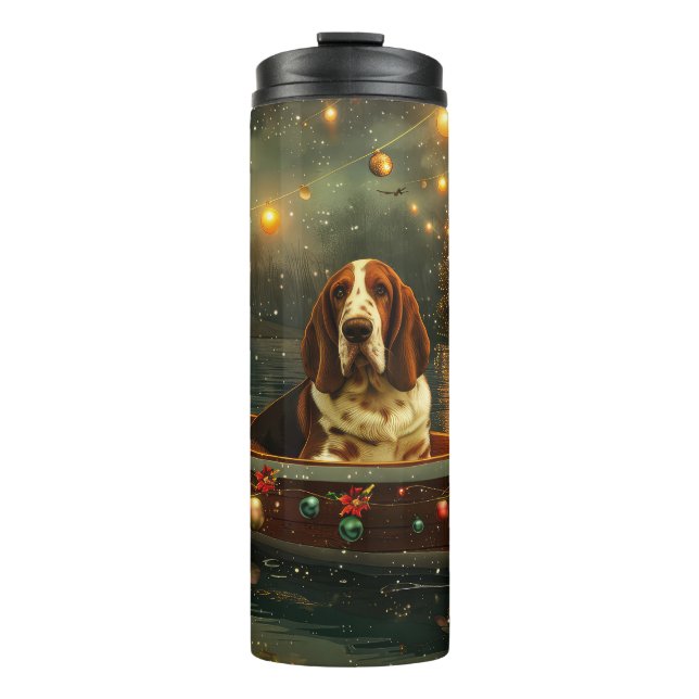 Basset Hound Christmas Festive Voyage Thermal Tumbler (Front)
