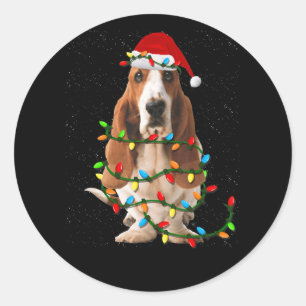 basset hound christmas funny basset hound dog love classic round sticker