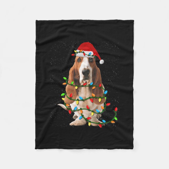 basset hound christmas funny basset hound dog love fleece blanket (Front)