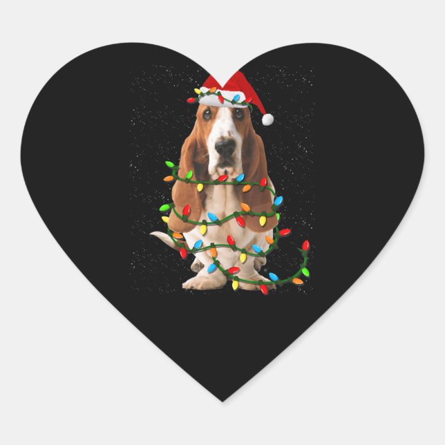 basset hound christmas funny basset hound dog love heart sticker (Front)
