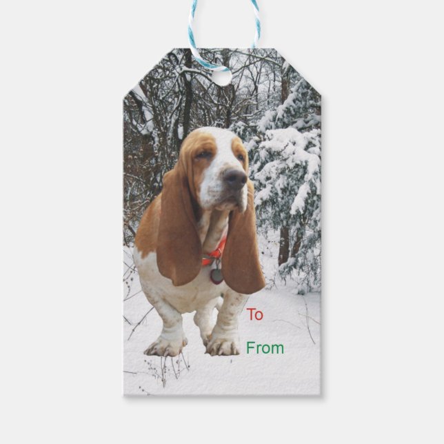 Basset Hound Christmas Gift Tags (Front)
