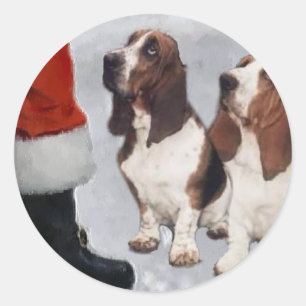 Basset Hound Christmas Gifts Classic Round Sticker