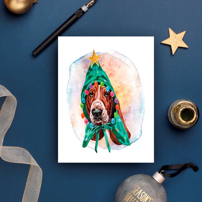 Basset Hound Christmas Gifts For dogs lovers Holiday Postcard (Creator Uploaded)