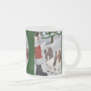 Basset Hound Christmas Gifts Frosted Glass Coffee Mug