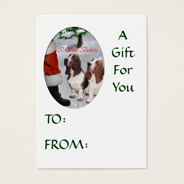 Basset Hound Christmas Gifts Name Tags (Front)