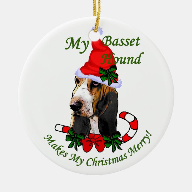 Basset Hound Christmas Gifts Ornament (Front)