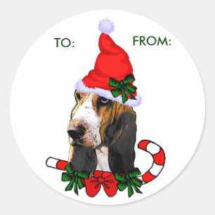 Basset Hound Christmas Gifts, TO:, FROM: Classic Round Sticker