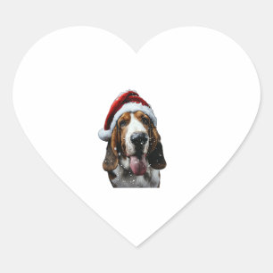 Basset Hound Christmas  Heart Sticker