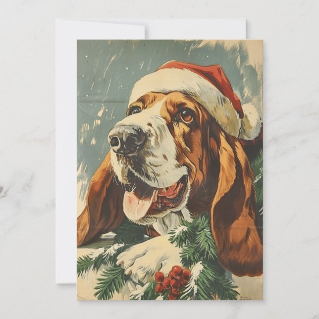 Basset Hound Christmas  Holiday Card (Front)