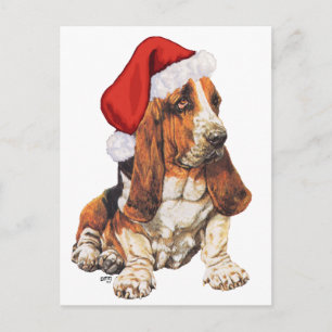 Basset Hound Christmas Holiday Postcard