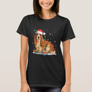 Basset Hound Christmas Lights Pajama Xmas Dogs San T-Shirt