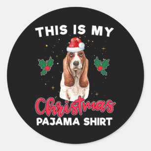 basset hound christmas pajama santa dog lover gift classic round sticker