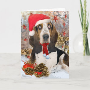 Basset Hound Christmas Portrait Holiday Card