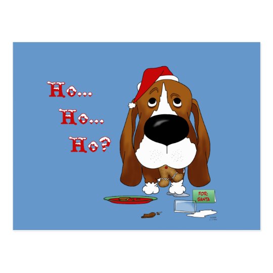 Basset Hound Christmas Postcard