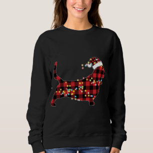 Basset Hound Christmas Red Plaid Buffalo Pyjamas X Sweatshirt