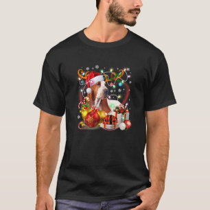 Basset Hound Christmas Reindeer Santa Lights Dog X T-Shirt