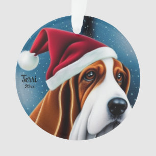 Basset Hound, Christmas, Santa Dog Ornament