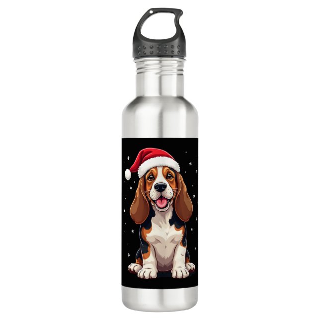 Basset Hound Christmas Tank Top 710 Ml Water Bottle (Front)