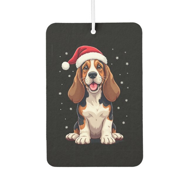 Basset Hound Christmas Tank Top Car Air Freshener (Front)