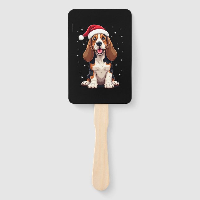 Basset Hound Christmas Tank Top Hand Fan (Front)