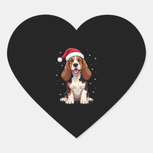 Basset Hound Christmas Tank Top Heart Sticker