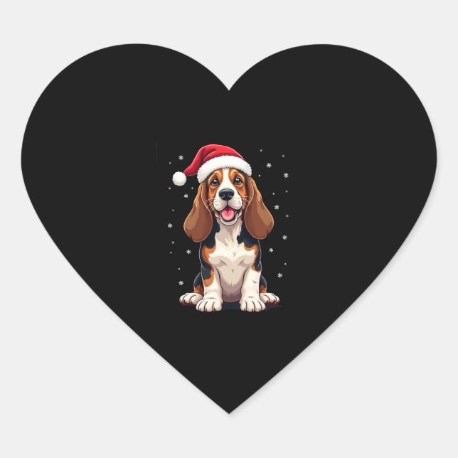 Basset Hound Christmas Tank Top Heart Sticker (Front)