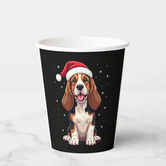 Basset Hound Christmas Tank Top Paper Cups (Front)