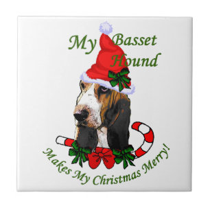 Basset Hound Christmas Tile