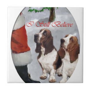 Basset Hound Christmas Tile