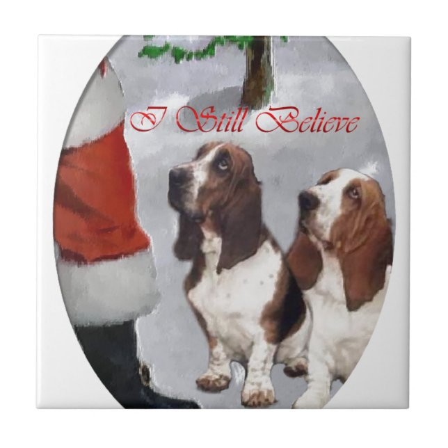 Basset Hound Christmas Tile (Front)