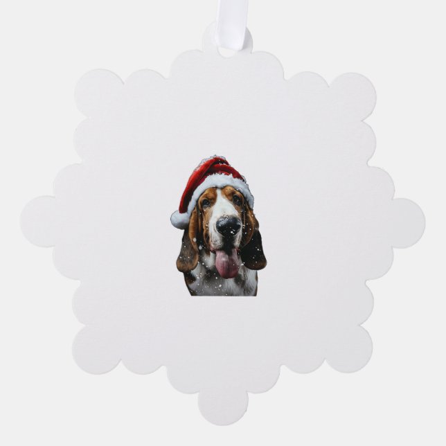 Basset Hound Christmas  Tree Decoration Card (Front)