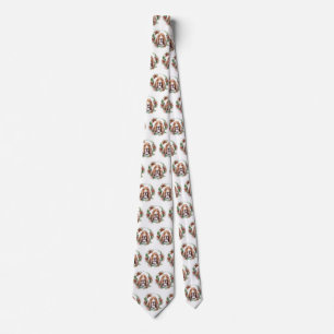 Basset Hound Christmas Wreath Festive Pup  Tie