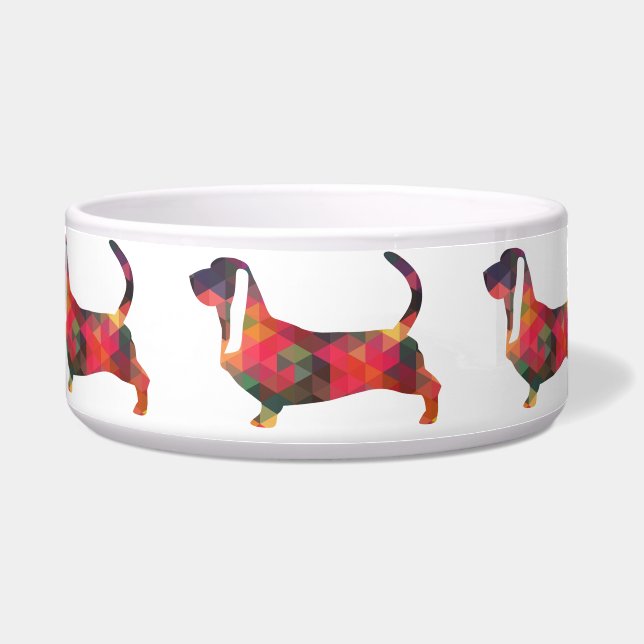 Basset Hound Colourful Geometric Pattern Silhouett (Front)