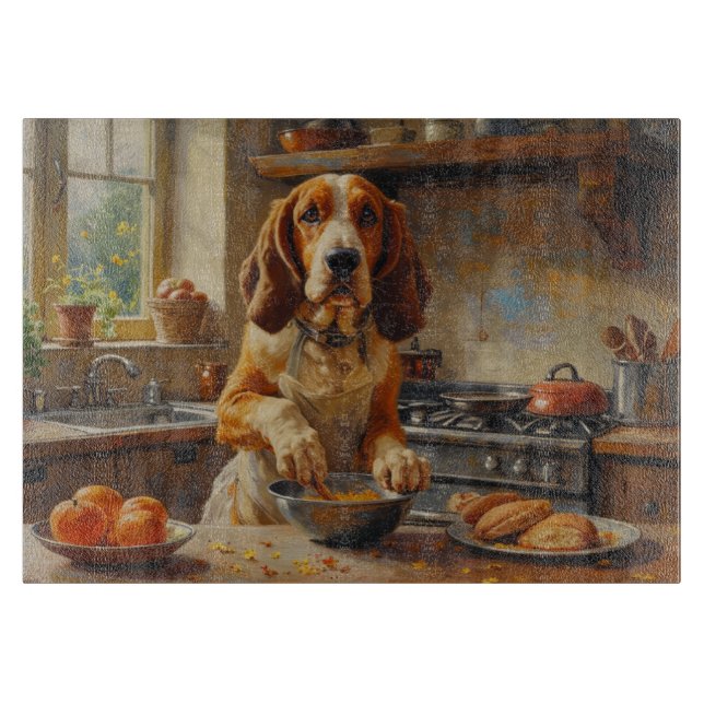 Basset Hound Cooking in Kitchen Cutting Board (Front)