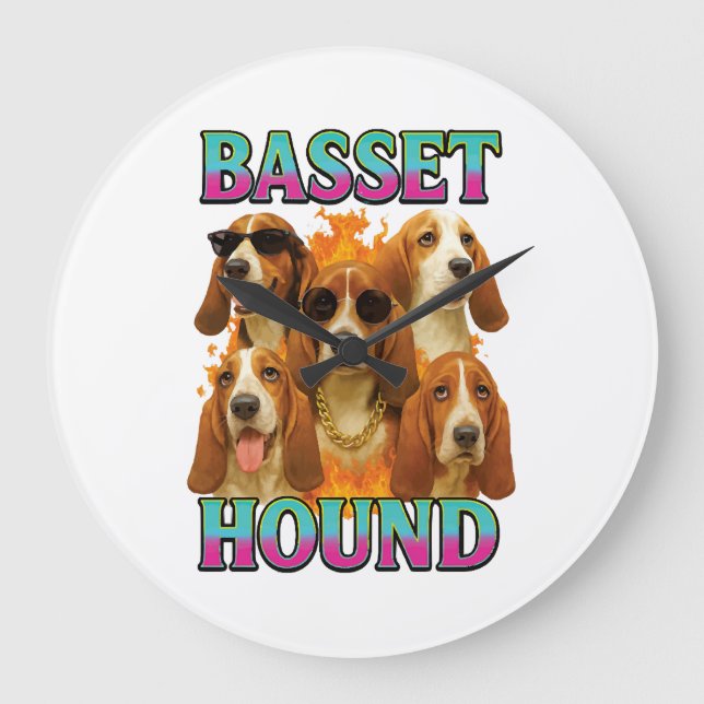Basset Hound Copy Large Clock (Front)