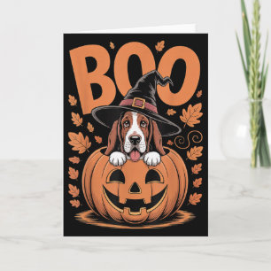 Basset Hound Costume On Pumpkin Halloween Basset H Card