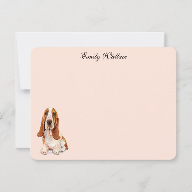 Basset Hound  Custom Flat Thank You Notes (Front)