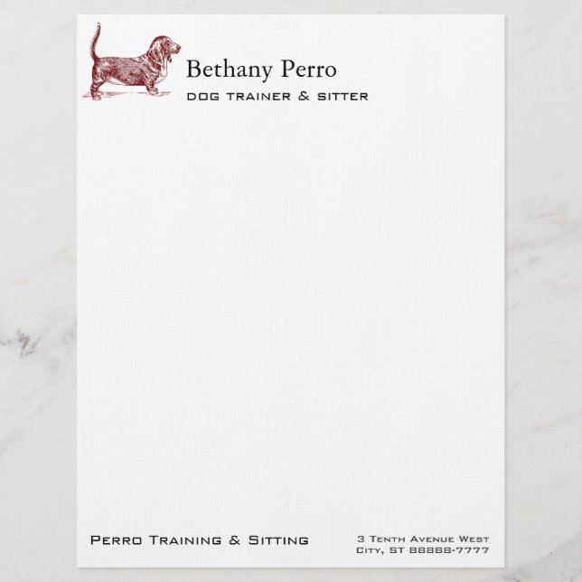 Basset Hound Custom Letterhead (Front)