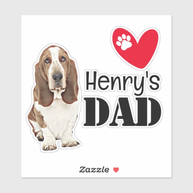 Basset Hound Dad Personalised  Sticker (Sheet)
