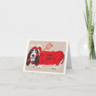 Basset Hound Devil Holiday Card