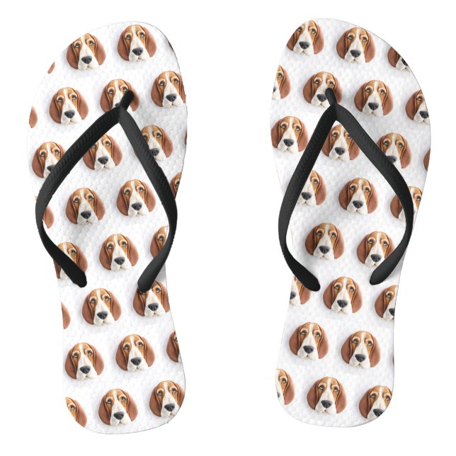 Basset Hound Dog 3D Inspired Flip Flops (Footbed)
