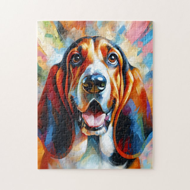 Basset Hound Dog Acrylic Print Dog Lover Gift Jigsaw Puzzle (Vertical)