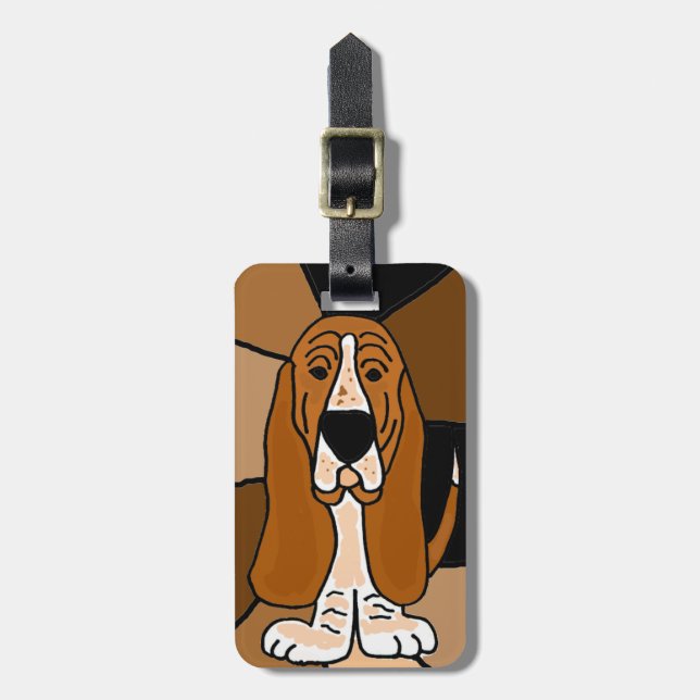 Basset Hound Dog Art Luggage Tag (Front Vertical)