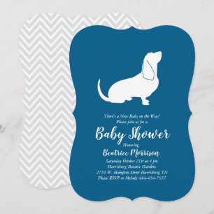 Basset Hound Dog Baby Shower Boy Blue Invitation