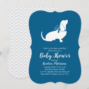 Basset Hound Dog Baby Shower Boy Blue Invitation