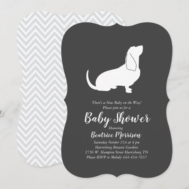 Basset Hound Dog Baby Shower Gender Neutral Invitation (Front/Back)
