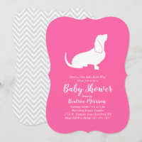 Basset Hound Dog Baby Shower Girl Pink